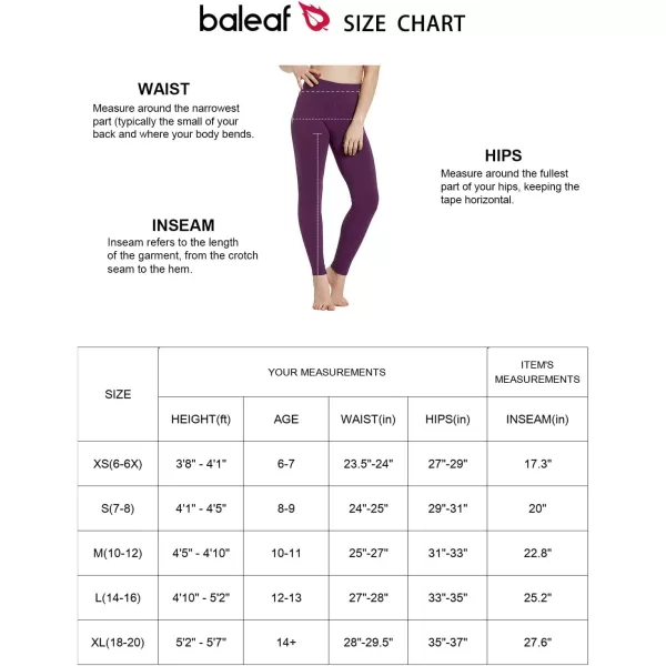 BALEAF Youth Girls Athletic Dance Leggings Compression Pants Running Active Yoga Tights with Back Pocket1 Back Pocket Charcoal