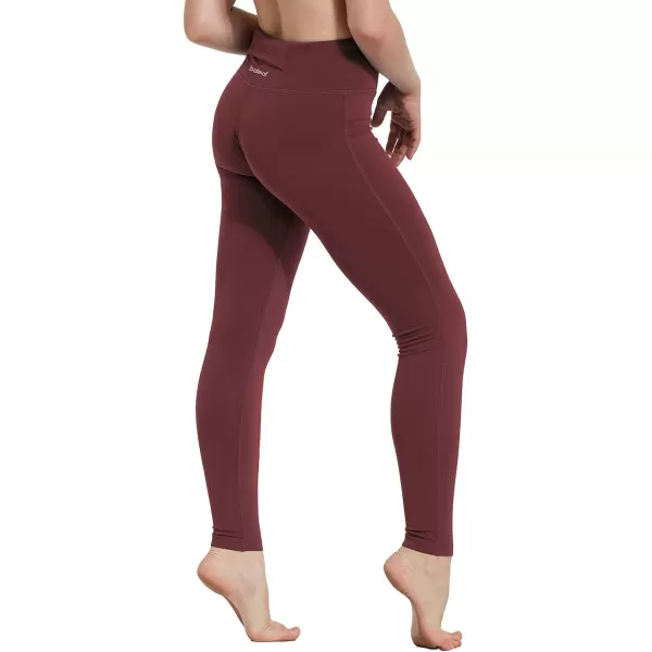 BALEAF Youth Girls Athletic Dance Leggings Compression Pants Running Active Yoga Tights with Back Pocket1 Back Pocket Wine Red