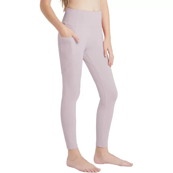 BALEAF Youth Girls Athletic Dance Leggings Compression Pants Running Active Yoga Tights with Back Pocket2 Side Pockets Light Purple