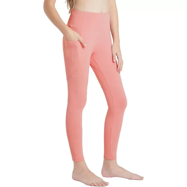 BALEAF Youth Girls Athletic Dance Leggings Compression Pants Running Active Yoga Tights with Back Pocket2 Side Pockets Pink