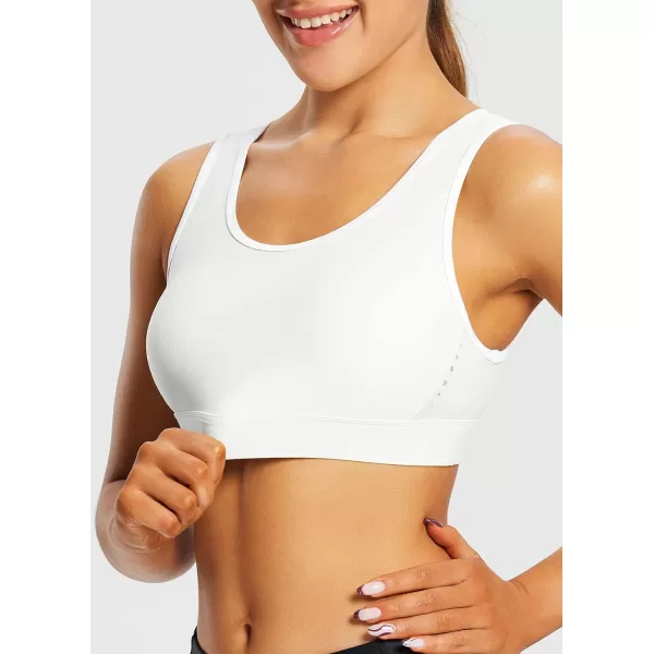 Sports Bras for Women High Support High Neck Removable Pads Workout TopsWhite