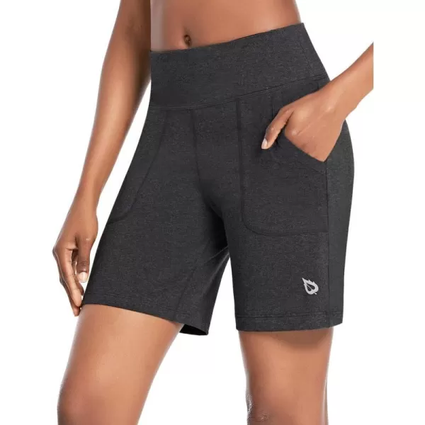 BALEAF Bermuda Shorts for Women High Waisted Athletic Long Running Shorts with PocketsDark Gray