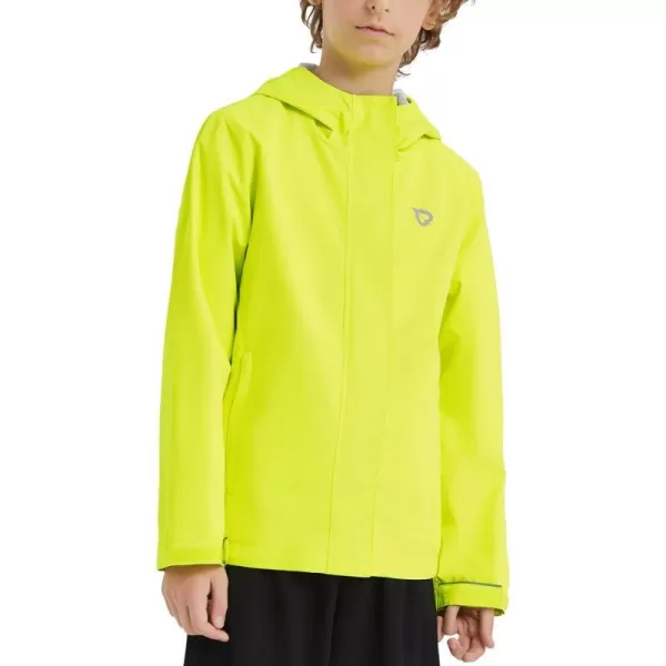 BALEAF Boys Rain Jacket Waterproof Kids Raincoat Youth Girls Windbreaker Hooded Packable Lightweight Petite Women02fluorescent Green Mesh Lined