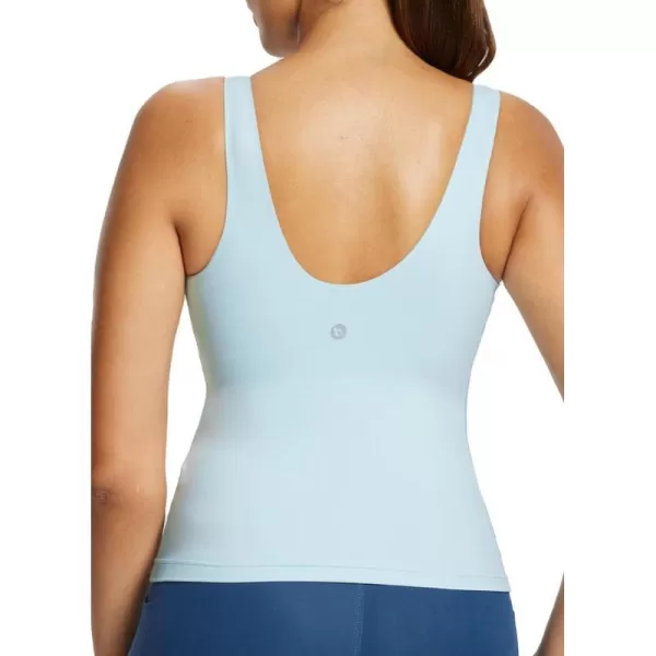 BALEAF Freeleaf Womens Workout Tank Tops Longline Yoga Sports Bra Sleeveless U Back Low Impact Athletic CamisolePastel Blue