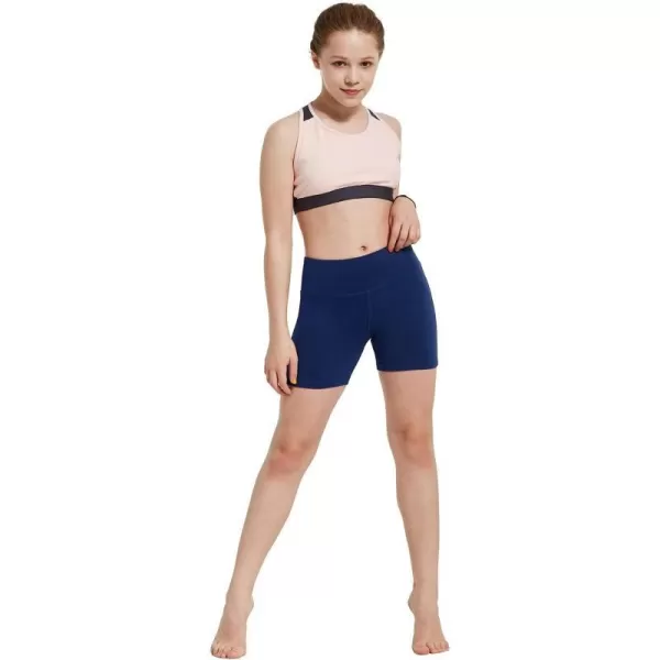 BALEAF Girls 4 Volleyball Shorts Youth Dance Spandex Running Kids Athletic Yoga Biker Shorts with Pocket4navy