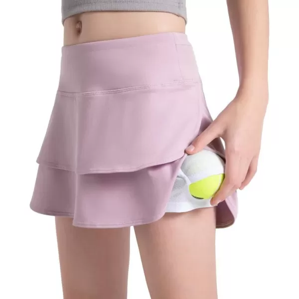 BALEAF Girls Tennis Skirt UPF50 Sports Golf Skort Kids Athletic Running Casual School Workout w Zip Pockets and ShortsLight Purple