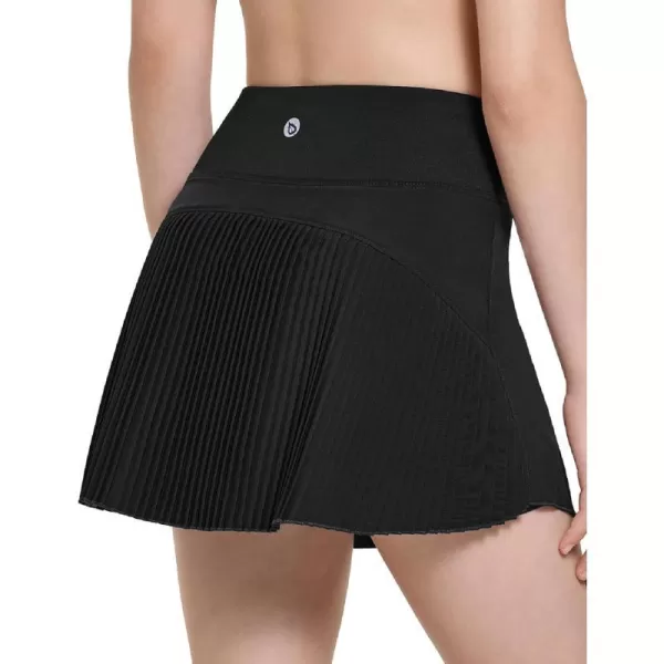 BALEAF Girls Tennis Skirts Pleated Golf Skorts with Shorts Pockets Athletic School Workout Adjustable Waist UPF50Black