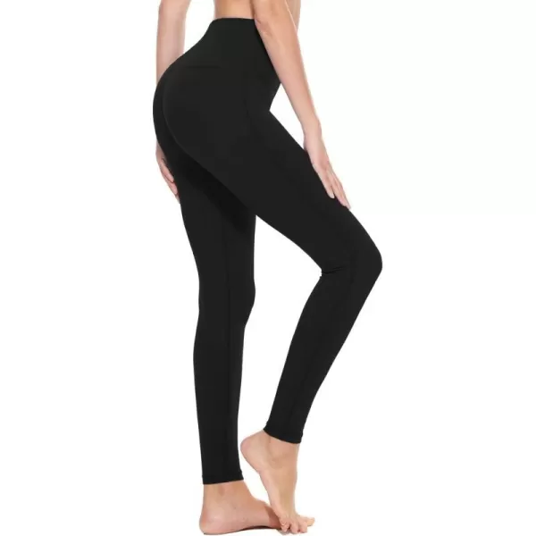 BALEAF Leggings with Pockets for Women High Waisted Workout Tummy Control Compression Athletic Running Yoga PantsBlack