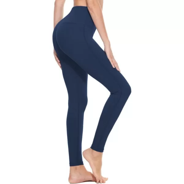 BALEAF Leggings with Pockets for Women High Waisted Workout Tummy Control Compression Athletic Running Yoga PantsDark Blue