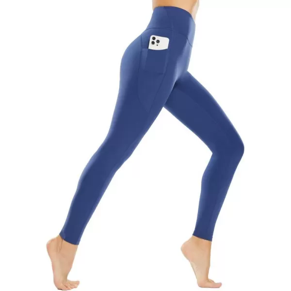 BALEAF Leggings with Pockets for Women High Waisted Workout Tummy Control Compression Athletic Running Yoga PantsNavy Blue27