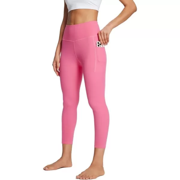 BALEAF Leggings with Pockets for Women Tummy Control Workout High Waisted Athletic 78 Soft Gym Yoga Ankle Pants23 inseam Hot Pink