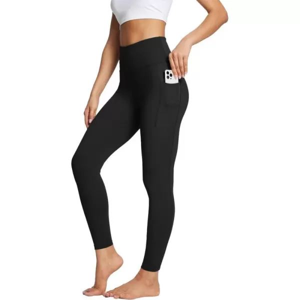 BALEAF Leggings with Pockets for Women Tummy Control Workout High Waisted Athletic 78 Soft Gym Yoga Ankle Pants25 inseam Black