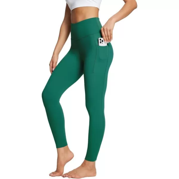 BALEAF Leggings with Pockets for Women Tummy Control Workout High Waisted Athletic 78 Soft Gym Yoga Ankle Pants25 inseam Dark Green