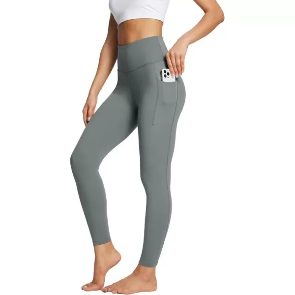 BALEAF Leggings with Pockets for Women Tummy Control Workout High Waisted Athletic 78 Soft Gym Yoga Ankle Pants25 inseam Gray