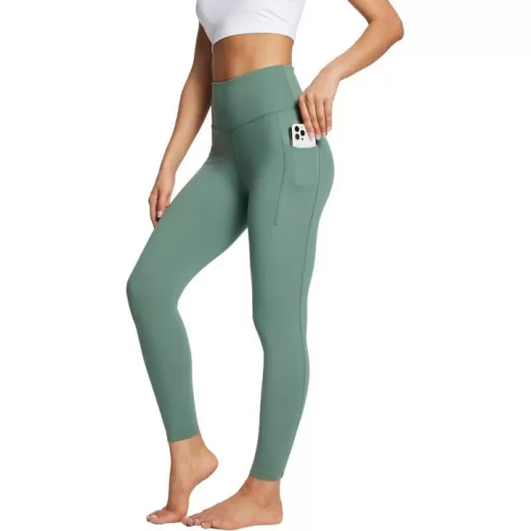 BALEAF Leggings with Pockets for Women Tummy Control Workout High Waisted Athletic 78 Soft Gym Yoga Ankle Pants25 inseam Green