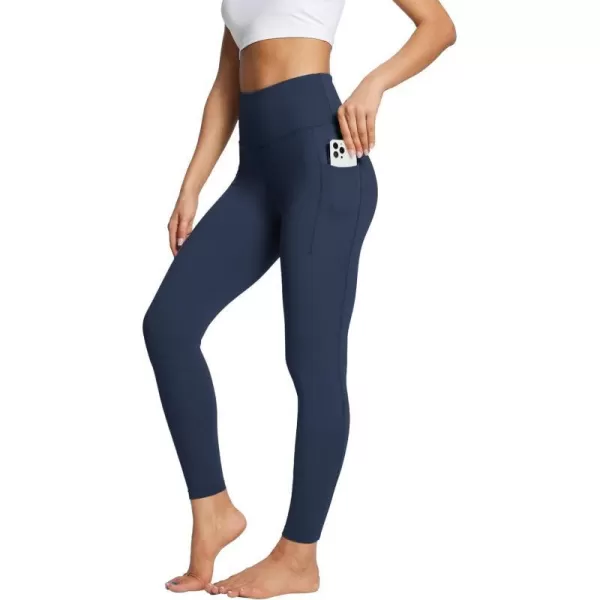 BALEAF Leggings with Pockets for Women Tummy Control Workout High Waisted Athletic 78 Soft Gym Yoga Ankle Pants25 inseam Navy