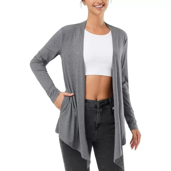 BALEAF Lightweight Summer Cardigan for Women Long Sleeve Thin Open Front Casual Yoga Flowy Cardigan with PocketsCharcoal