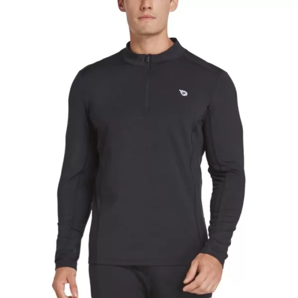 BALEAF Mens 14 Zip Pullover Running Shirts Long Sleeved Tops Back PocketedFleece Lined  Black