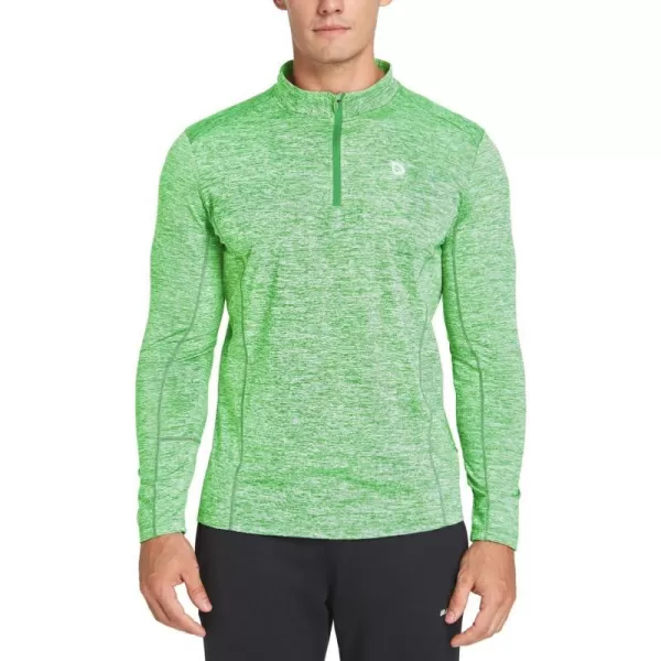 BALEAF Mens 14 Zip Pullover Running Shirts Long Sleeved Tops Back PocketedFleece Lined  Heather Green