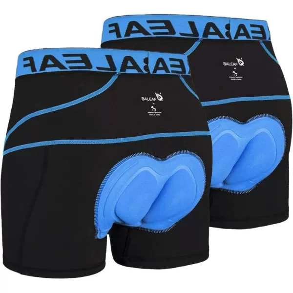 BALEAF Mens 2 Pack 3D Padded Cycling Underwear Bike Shorts with Padding Mountain Biking Bicycle Clothes MTB Liner05blue2 Pack