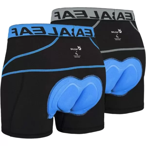 BALEAF Mens 2 Pack 3D Padded Cycling Underwear Bike Shorts with Padding Mountain Biking Bicycle Clothes MTB Liner05bluegrey2 Pack