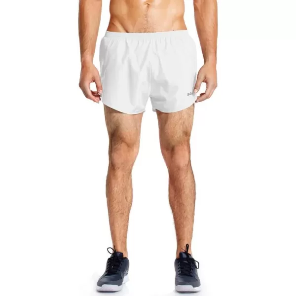 BALEAF Mens 3 Running Shorts Gym Quick Dry Athletic Workout Pocket Lightweight BriefWhite