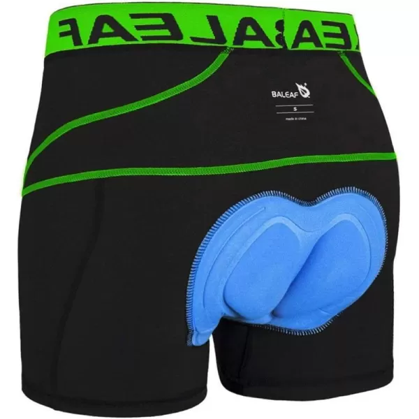 BALEAF Mens 3D Padded Bike Shorts Cycling Underwear MTB LinerBlackGreen