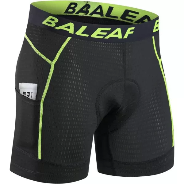 BALEAF Mens 4D Padded Bike Shorts Cycling Underwear with Padding Road Biking MTB Liner Shorts Bicycle GearBlackGreen