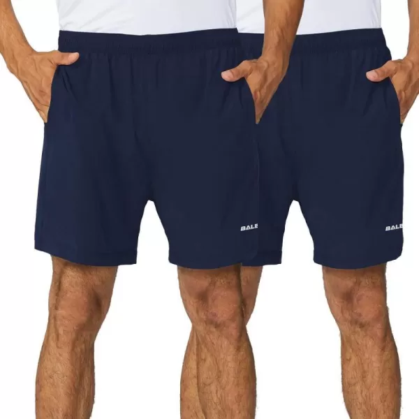 BALEAF Mens 5 Running Athletic Shorts Workout Lightweight Zipper PocketNavy2pack