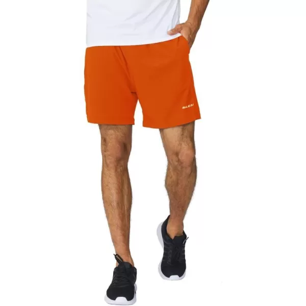 BALEAF Mens 5 Running Athletic Shorts Workout Lightweight Zipper PocketOrange