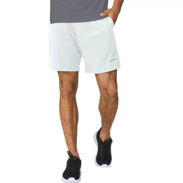 BALEAF Mens 5 Running Athletic Shorts Workout Lightweight Zipper PocketWhite