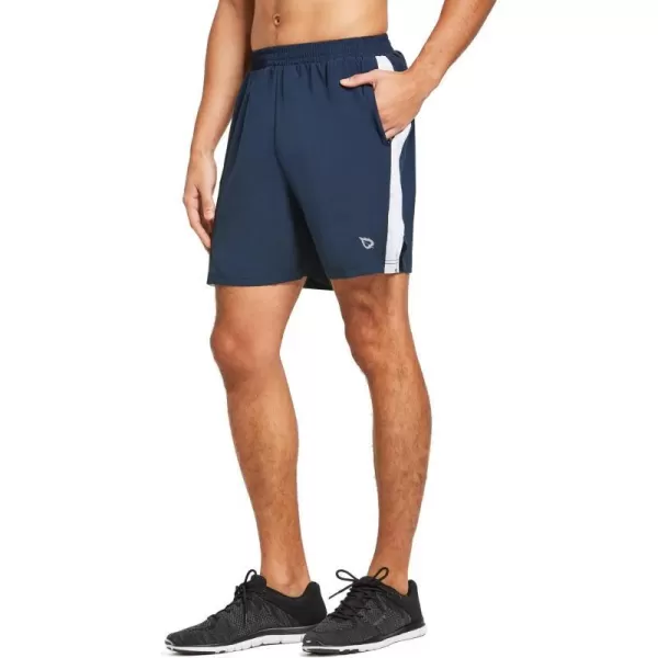 BALEAF Mens 5 Running Athletic Shorts Zipper Pockets for Workout Gym Sports Navy Size SBALEAF Mens 5 Running Athletic Shorts Zipper Pockets for Workout Gym Sports Navy Size S