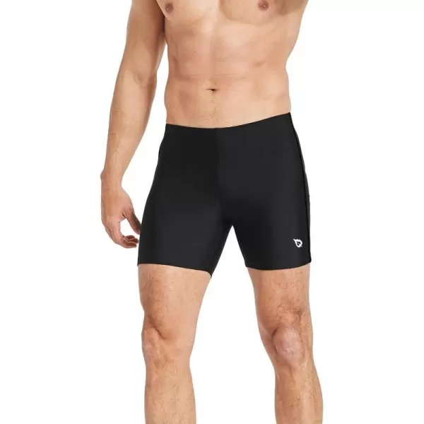 BALEAF Mens Athletic Swim Jammers Quick Dry Compression Square Leg Swim Brief SwimsuitBlack