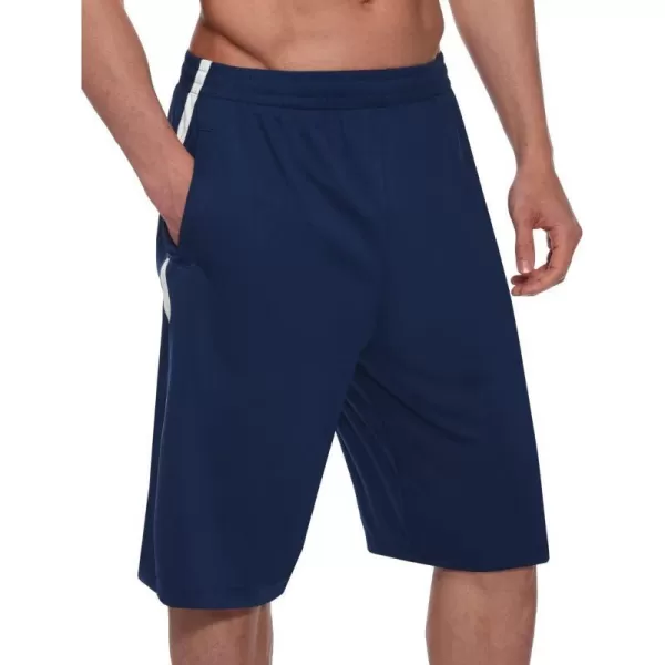 BALEAF Mens Basketball Shorts Long with Zipper Pockets Quick Dry Workout Training Drawstrings 11Navy