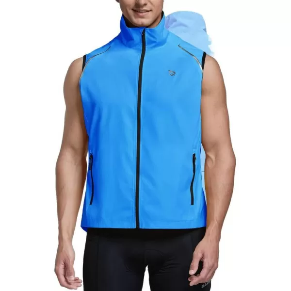 BALEAF Mens Cycling Jacket Removable Sleeves Windbreaker Reflective Windproof Vest Lightweight Running Biking Golf02blue