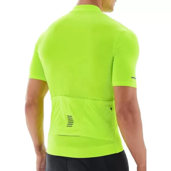 BALEAF Mens Cycling Jersey Short Sleeve Full Zip Bike Shirt Pockets Tops Bicycle Biking Breathable Reflective UPF 5004fluorescent Green