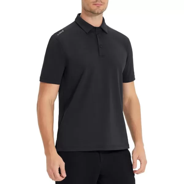 BALEAF Mens Golf Shirt Mesh Polo TShirts Short Sleeve UPF 50 Sun Protection LightweightBlack