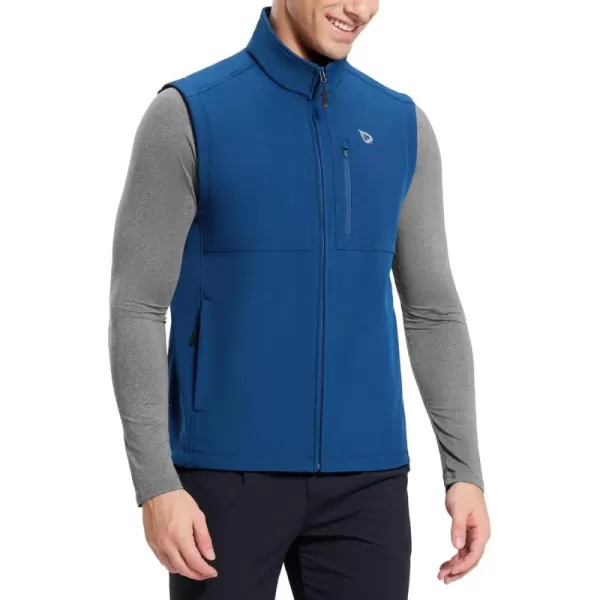 BALEAF Mens Golf Vest Fleece Lined Softshell Sleeveless Jacket Water Resistant Cold Weather Running Gear Winter PocketsBlue