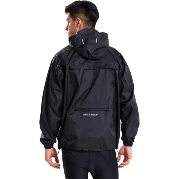 BALEAF Mens Light Running Hiking Rain Jacket Waterproof with Hood Windbreaker Pullover Coats Hoodie PackableBlack