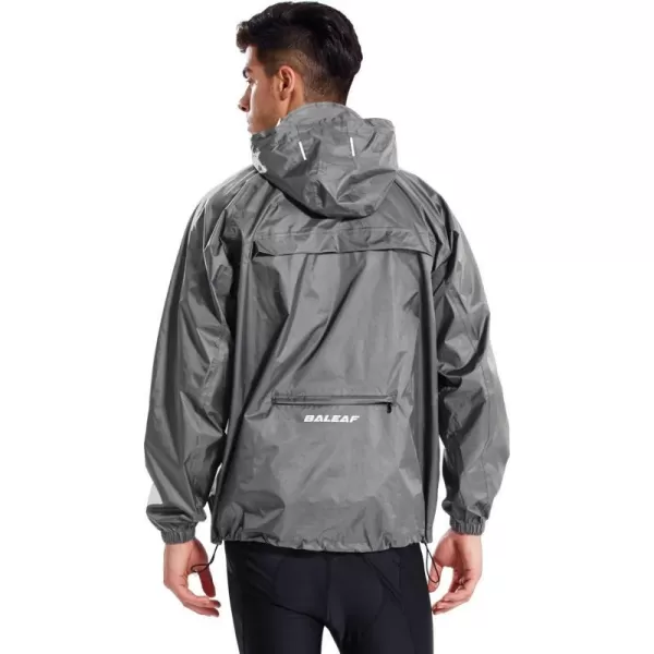 BALEAF Mens Light Running Hiking Rain Jacket Waterproof with Hood Windbreaker Pullover Coats Hoodie PackableGrey