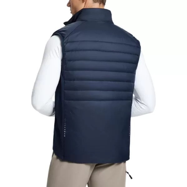 BALEAF Mens Lightweight Puffer Vest Winter Quilted Hiking Sleeveless Vest Water Resistant Warm Fleece OuterwearNavy