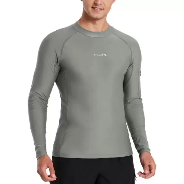 BALEAF Mens Long Sleeve Rashguard UPF 50 Swim Rash Guard Water Shirts for Surfing Diving KayakingGrey