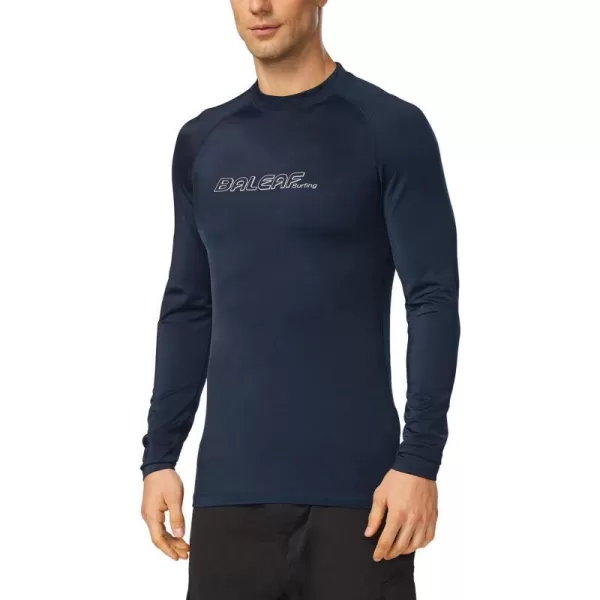 BALEAF Mens Long Sleeve Rashguard UPF 50 Swim Rash Guard Water Shirts for Surfing Diving KayakingNew Navy