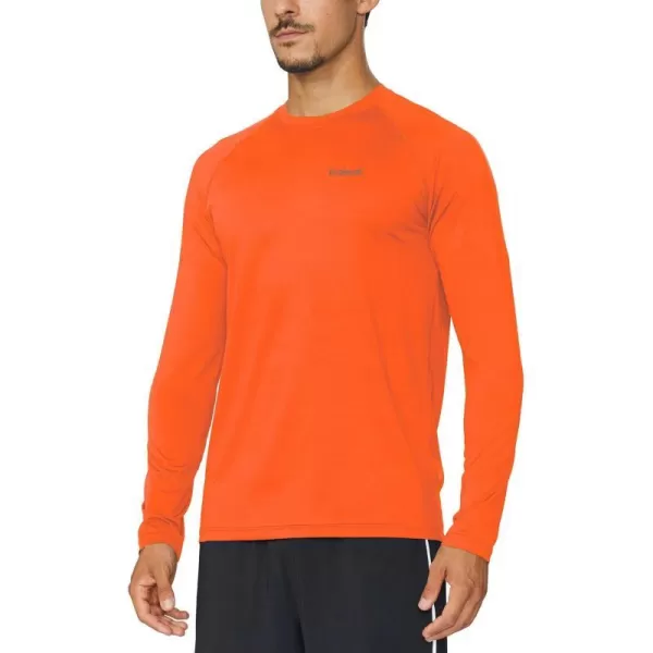 BALEAF Mens Long Sleeve Running Shirts Quick Dry Workout Shirts Athletic TShirts Lightweight Soft Fishing Tee TopsA009 Fluorescent Orange