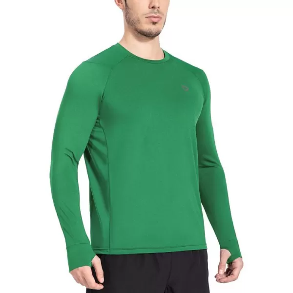 BALEAF Mens Long Sleeve Running Shirts with Thumbholes Quick Dry Athletic Shirt Workout Training TopGreen