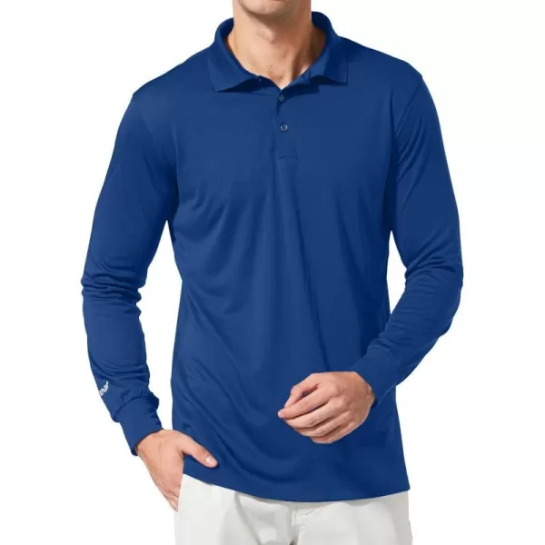 BALEAF Mens Polo Shirt Long Sleeve Golf Shirt UPF 50 Sun Protection Quick Dry for Tennis Lightweight Performance Shirt06royal Blue