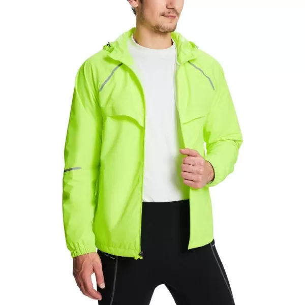 BALEAF Mens Running Jackets Lightweight Quick Dry Windproof Workout Track Athletic Packable ZipperFluorescent Yellow