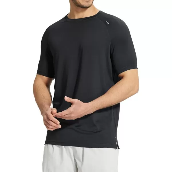 BALEAF Mens Running Shirts Short Sleeve Quick Dry Workout Tops Athletic Sun Protection TShirt UPF 50 Moisture WickingBlack