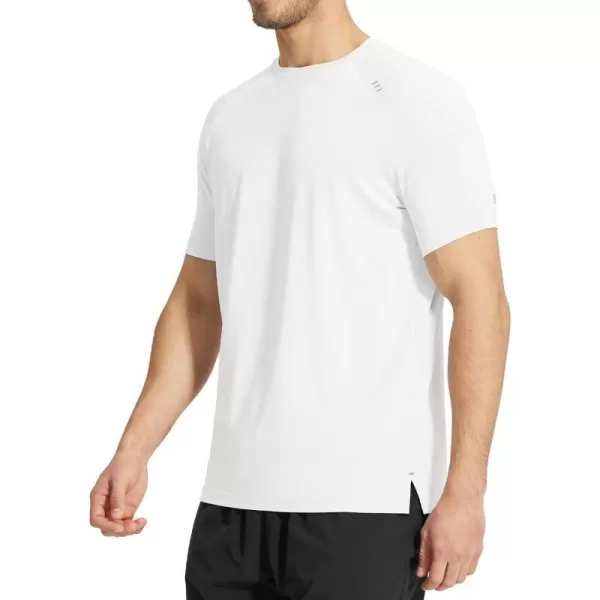 BALEAF Mens Running Shirts Short Sleeve Quick Dry Workout Tops Athletic Sun Protection TShirt UPF 50 Moisture WickingWhite