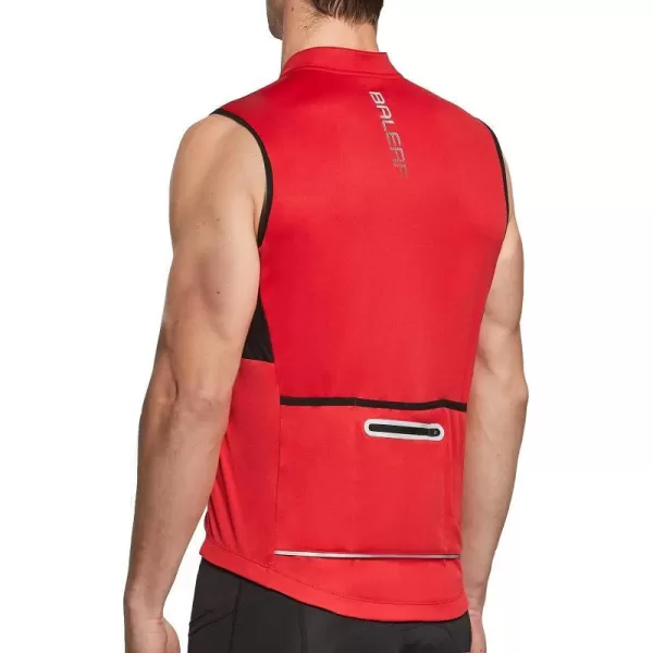 BALEAF Mens Sleeveless Cycling Jersey Road Bike Shirt Bicycle Biking Tank Tops Full Zip Pockets SPF UPF5002red